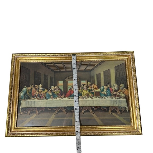 Vtg Last Supper Licensed Enhanced Print Illinois Moulding USA 22.5x14.5” Framed - Picture 8 of 11